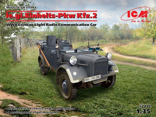 Prefab model 1/35 le.gl.Einheitz-Pkw Kfz.2, German radio communication car 2СВ ICM 3558