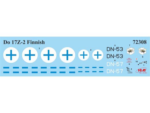 Сборная модель 1/72 самолет Do 17Z-2, Бомбардировщик ВВС Финляндии 2 Мировой войны ICM 72308