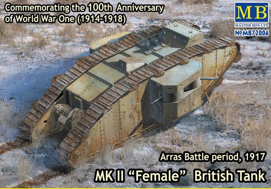 Assembled model 1/72 British tank MK II "MALE" period of the Battle of Arras 1917 MASTER BOX 72006