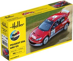 Сборная модель 1/43 легковой автомобиль Peugeot 206 WRC'03 Стартовый набор Heller 56113