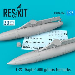 Паливні баки F-22 на 600 галонів (1/72) Reskit RSU72-0184, В наявності
