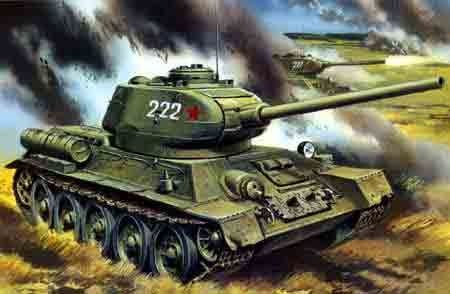 Assembled model 1/72 T-34\85 tank with S-53 UM 328 mount