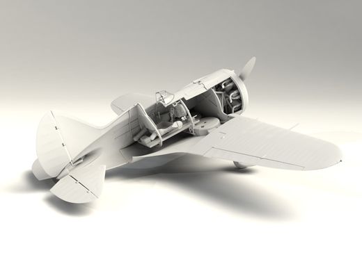 Assembled model 1/32 aircraft I-16 type 10, Soviet fighter 2SV ICM 32004