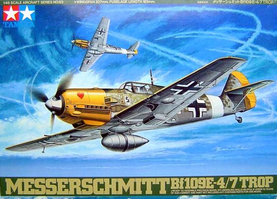 Збірна модель Літака Messerschmitt Bf109E-4/7 Trop Tamiya 61063 1:48