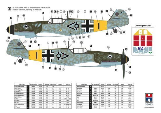 Сборная модель 1:32 самолет Bf 109 F-2 Eastern Front Hobby 2000 32013