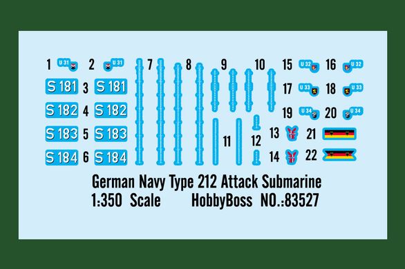 Сборная модель 1/350 ударная подлодка 83527 ВМС Германии U212 HobbyBoss 83527