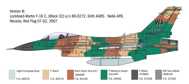 Сборная модель 1/48 самолет Lockheed Martin F-16C Fighting Falcon Italeri 2825