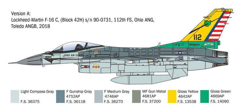 Prefab model 1/48 aircraft Lockheed Martin F-16C Fighting Falcon Italeri 2825