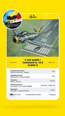 Сборная модель 1/72 истребитель F-86F Sabre/Canadair CL-13 B Sabre VI Стартовый набор Heller 56277