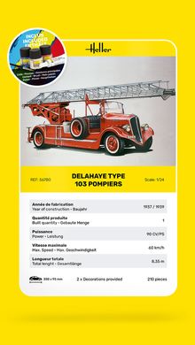 Сборная модель 1/24 авто пожарной бригады Delahaye Type 103 Pompiers Стартовый набор Heller 56780