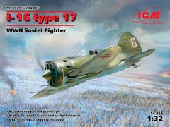 Assembled model 1/32 aircraft I-16 type 17, Soviet fighter 2SV ICM 32005
