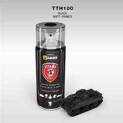 Фарба спрей для пластику, металу та смоли - грунт чорний матовий 400 мл TITANS HOBBY TTH100