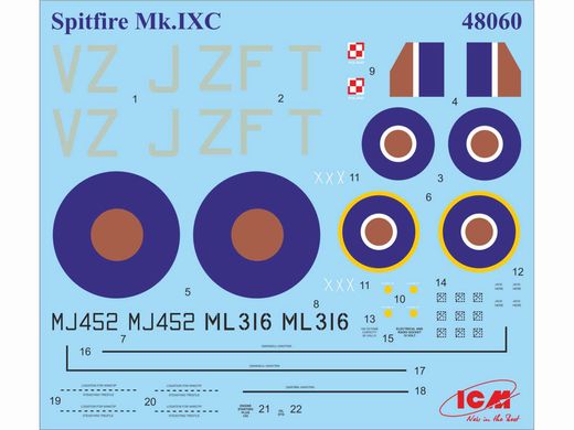 Сборная модель 1/48 самолет Спитфайр Mk.IXC «Снабжение пива», Британский истребитель 2 Мировой Войны ICM 48060