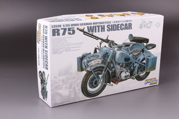 Збірна модель 1/35 Німецький мотоцикл R75 Другої світової війни з коляскою L3510 GREAT WALL HOBBY 03