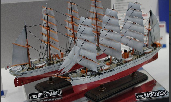 Збірна модель 1/350 корабель Japan 4-Mast Bark Nippon Maru Aoshima 04109