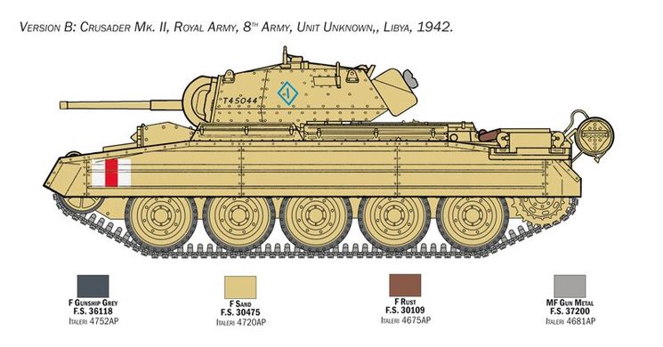 Assembled model 1/35 Crusader II w / 8th Army Infantry Italeri 6579