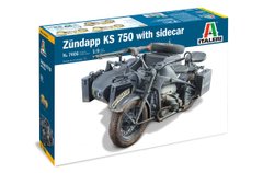 Збірна модель 1/9 німецький військовий мотоцикл з коляскою ZUNDAPP KS 750 Italeri 7406