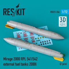 Scale Model Mirage 2000 External Fuel Tanks RPL 541/542 2000L (2 pcs.) (3D Print) (1/72) Reskit RSU72-0246, In stock
