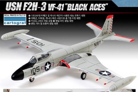 Assembled model 1/72 aircraft USN F2H-3 VF-41 "Black Aces" Academy 12548