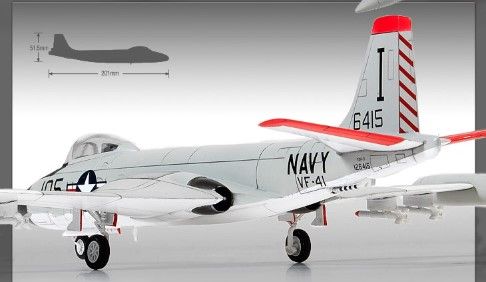 Assembled model 1/72 aircraft USN F2H-3 VF-41 "Black Aces" Academy 12548