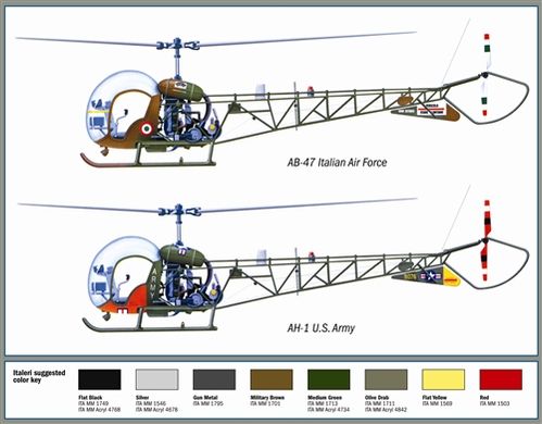 Збірна модель 1/72 невеликий вертоліт AH.1/AB - 47 Italeri 0095