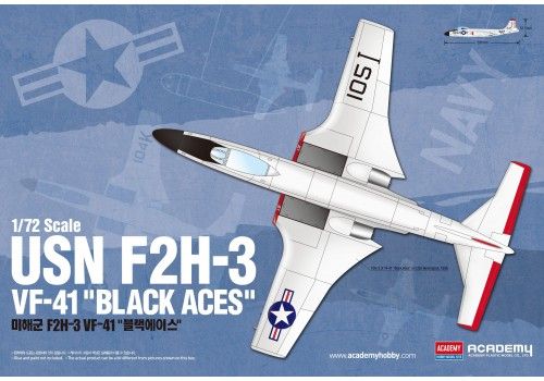 Сборная модель 1/72 самолет USN F2H-3 VF-41 "Black Aces" Academy 12548