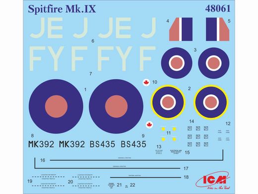 Сборная модель 1/48 самолет Спитфайр Mk.IX, британский истребитель 2 Мировой войны ICM 48061