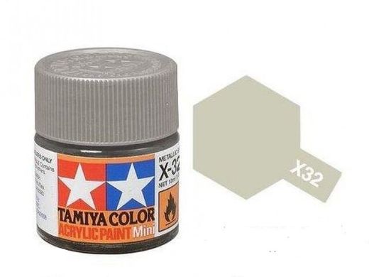 Акриловая краска X32 титаново-серебристая (Titanium Silver) 10мл Tamiya 81532