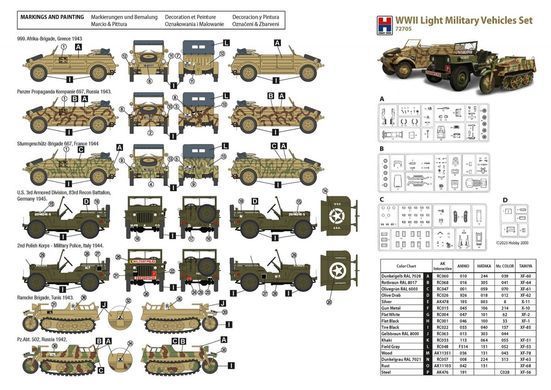 Сборная модель 1:72 набор WWII Light Military Vehicles Set Hobby 2000 72705
