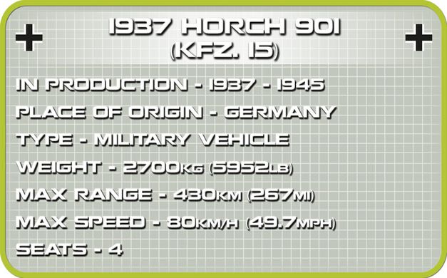 Навчалий конструктор COBI 1937 Horch 901 (KFZ.15): 2256