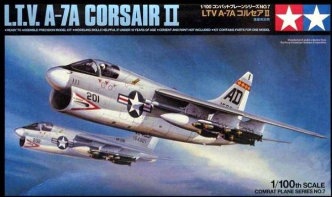 Сборная модель 1/100 самолета L.T.V A-7A Corsair II (PA1002) Tamiya 61607