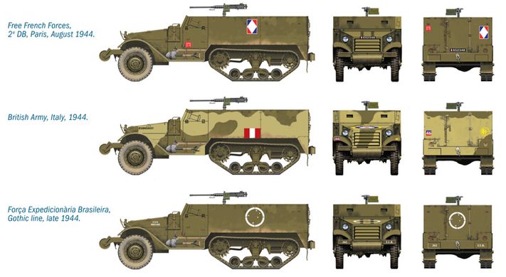 Моделі швидкої збірки бронетранспортер M3A1 Half Track - 2 шт Italeri 7509