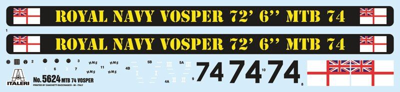 Збірна модель торпедного катера з екіпажем Vosper MTB 74 Italeri 5624