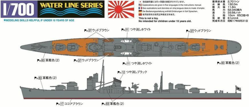 Сборная модель 1/700 корабль Water Line Series Japanese Navy Destroyer Teruzuki 01676