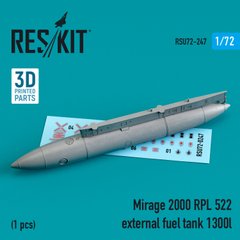 Scale Model Mirage 2000 RPL 522 1300 L External Fuel Tank (3D Print) (1/72) Reskit RSU72-0247, In stock
