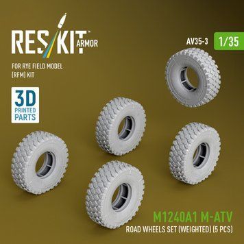 Scale model 1:35 set of road wheels M1240A1 M-ATV (weighted) (5 pcs.) for Rye Field Reskit model AV35-0003