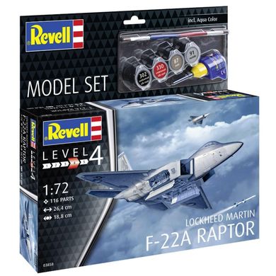 Стартовый набор 1/72 самолет Lockheed Martin F-22A Raptor Revell 63858