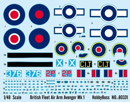 Збірна модель 1/48 гвинтовий літак British Fleet Air Arm Avenger Mk I Hobby Boss 80331
