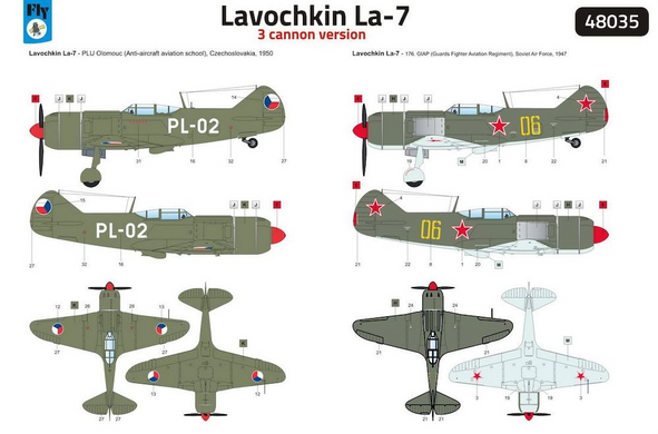 Збірна модель винищувача Lavochkin La-7 3 cannon version Fly 48035