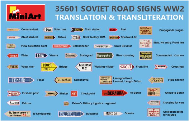 Сборная модель 1/35 дорожные знаки Soviet Road Signs WWII MiniArt 35601
