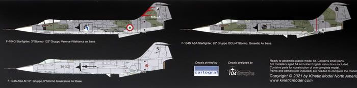 Сборная модель 1/48 самолет F-104G/S ASA/M Starfighter Italian Air Force Kinetic 48093