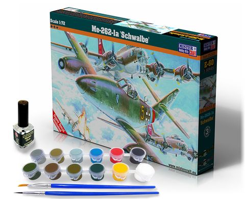 Збірна модель 1/72 літак Me-262-1a 'Schwalbe' - Model Set MisterCraft E60s