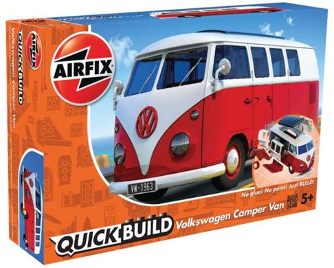 Prefab model constructor minibus VW Camper Bully, Red Volkswagen Quickbuild Airfix J6017