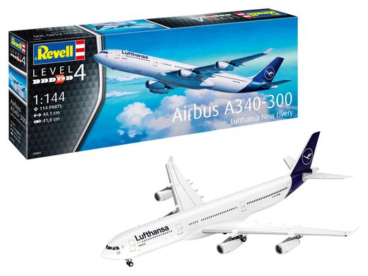 Сборная модель 1/144 самолет Airbus A340-300 "Lufthansa" New Livery Revell 03803