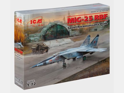 Prefab model 1/72 aircraft MiG-25 RBF, Soviet reconnaissance aircraft ICM 72174