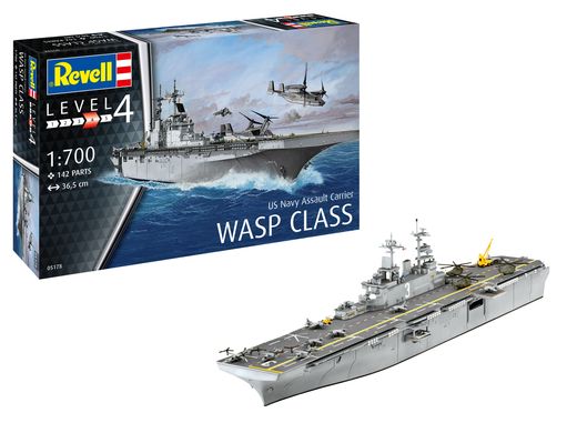 Assembled model 1/700 attack aircraft carrier USS WASP CLASS Model Set Revell 65178