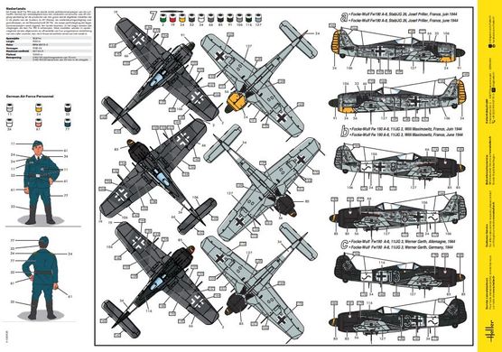 Сборная модель 1/72 два самолета Focke-Wulf и P-51D Mustang и фигуры Стартовый набор Heller 52329