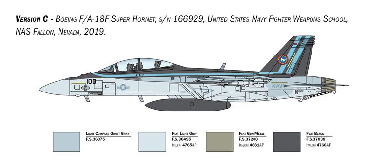 Сборная модель 1/48 самолета F/A-18F Super Hornet U.S. Navy Special Colors Italeri 2823