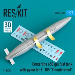 Scale Model 650 Gallon Wing Fuel Tank with Pylons for F-105 "Thunderchief" (1pc) (3D Print) (1/72) Reskit RSU72-0248, In stock