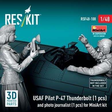 Фігури 1:48 пілот P-47 Thunderbolt ВПС США (1 шт.) і фотожурналіст (1 шт.) для набору MiniArt Reskit RSF48-0108